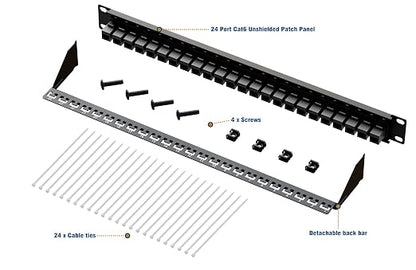 iwillink 10Gbps Patch Panel 24 Port, RJ45 Through Coupler Cat6 Patch Panel UTP - Image 4
