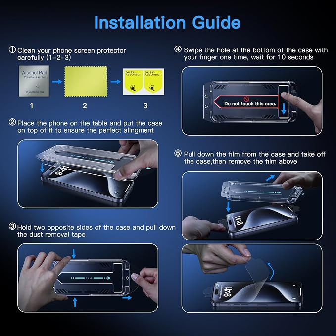 Uyiton Anti-Blue Light for iPhone 15 Pro Max Screen Protector - Image 4