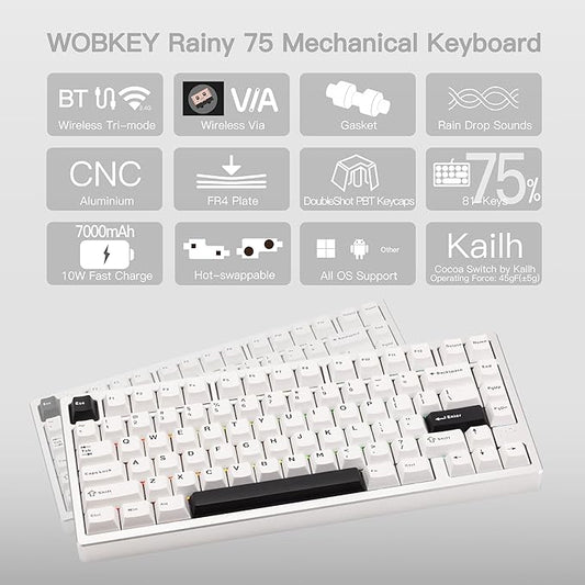 KEEBMONKEY WOBKEY Rainy 75 CNC Aluminum HMX/JWK/Cocoa Switches Triple-Mode - Image 2