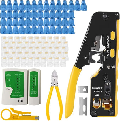 RJ45 Crimp Tool Kit Pass Through Ethernet Crimper by Dorhea