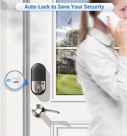 Veise RZ07B Smart Locks for Front Door, 2 Lever Handles, Fingerprint Keyless - Image 3