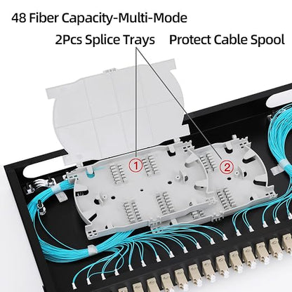 24 Duplex 48 Port LC-OM3 Multimode Fiber Enclosure Rack Mount Fiber Box LC-UPC - Image 6