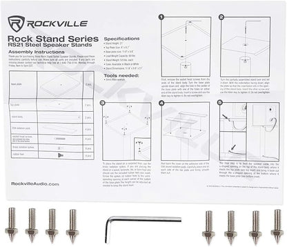 Rockville RS21W 21 inch Steel Bookshelf Speaker Stands, 60 lbs Capacity - Image 9