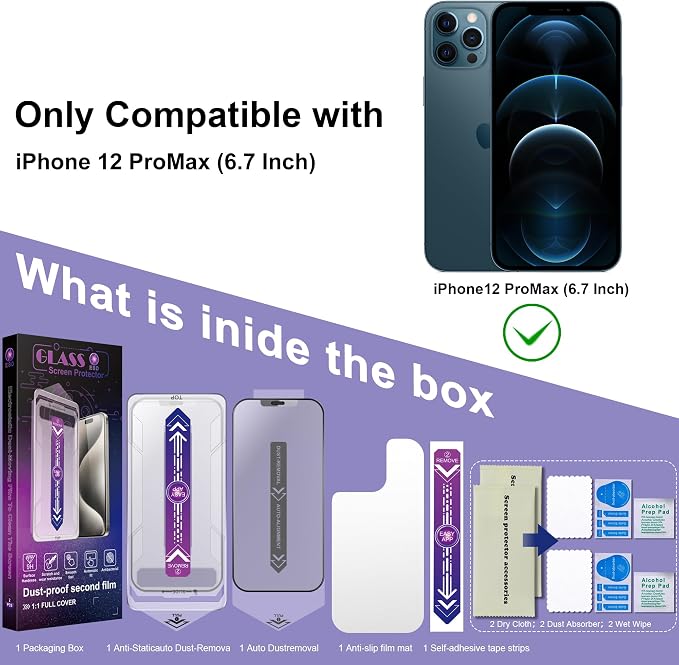 2 Pack Matte Screen Protector for iPhone 12 Pro Max, 9H Tempered Glass - Image 7