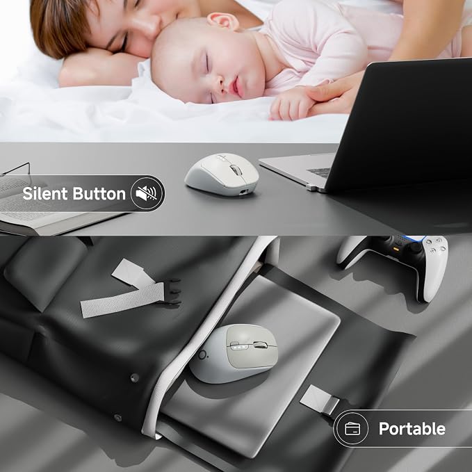 EWEADN Q5 Wireless Mouse, Battery Level Display, Ergonomic Office Mouse - Image 7