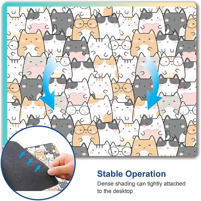 Kawaii Mouse Pad, Cute Cats Mouse Mat, Square Waterproof Non-Slip Rubber Base - Image 6