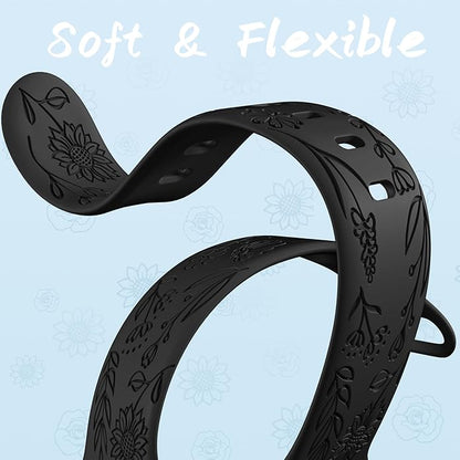 SNBLK 6 Pack Floral Engraved Bands Compatible - Image 5