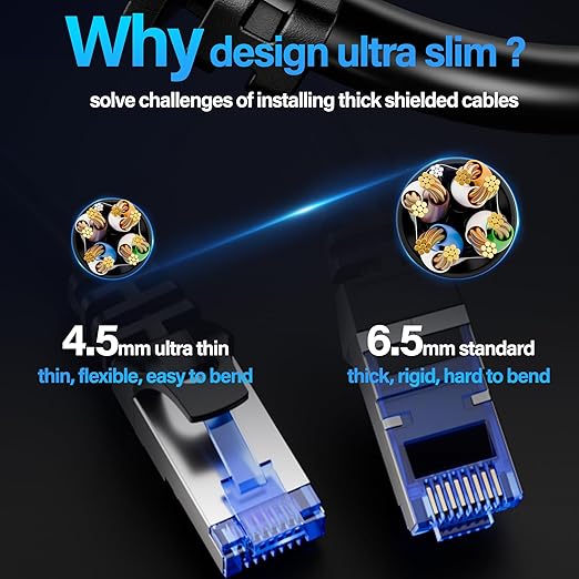 Cat6A Ethernet Cable Shielded 10Gbps 200 ft, Slim Shielded Ethernet Cable Cat 6 - Image 6