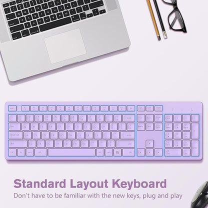 LeadsaiL Purple Wireless Keyboard, 2.4GHz Full-Sized Ergonomic Computer Keyboard - Image 4