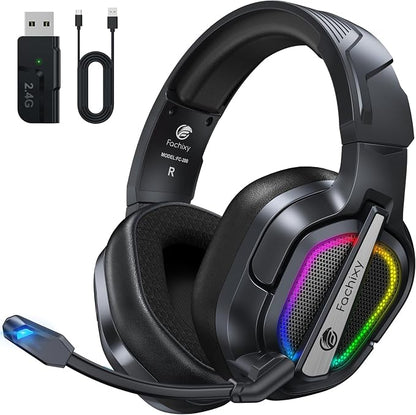 FC200 Wireless Gaming Headset for PS5, PS4-2.4GHz USB Foldable Headphones by FachixyUS