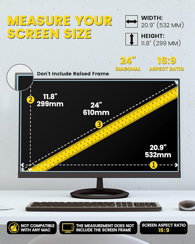 F FORITO 24 Inch 16:9 360°Privacy Screen Protector - Image 7