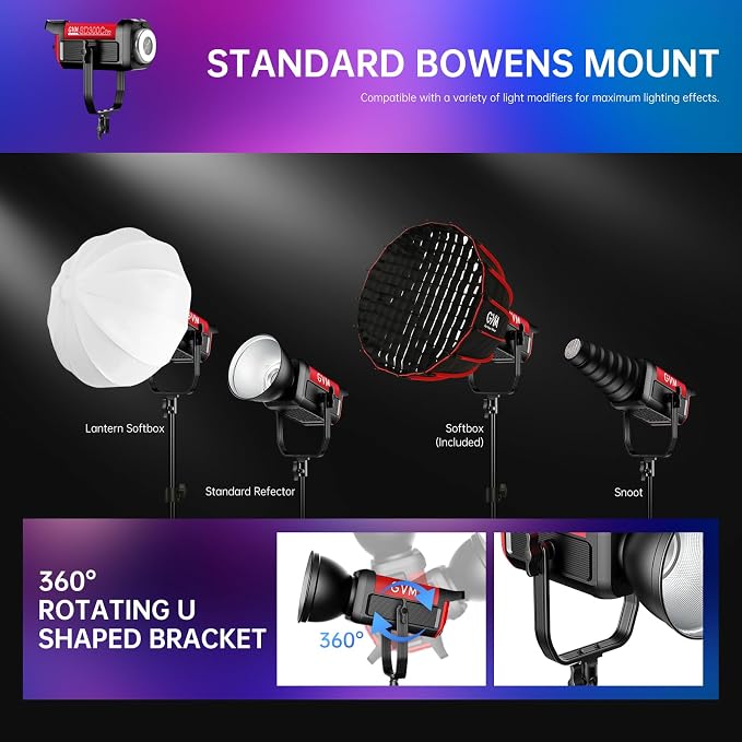 GVM 300W Photo Lighting RGB Video Light - Image 6
