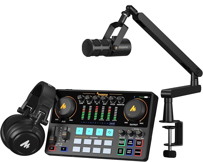 MAONO Podcast Equipment Bundle: Audio Interface mixer by MAONO