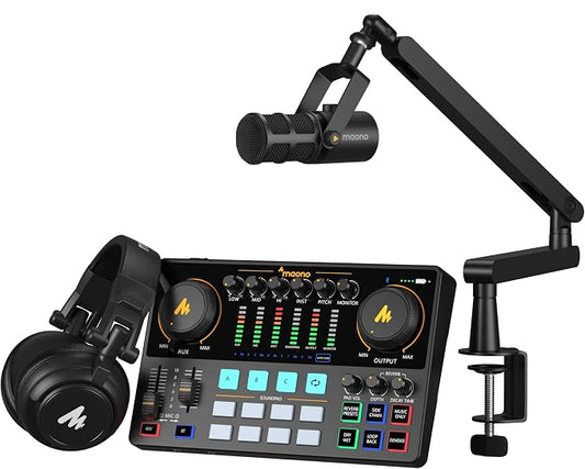 MAONO Podcast Equipment Bundle: Audio Interface mixer by MAONO