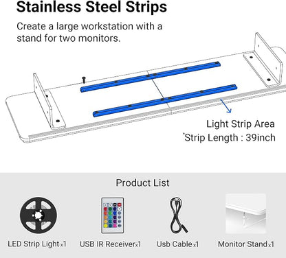 Monitor Stand Riser, 31.5-Inch LED Light Wood Computer Monitor Stand - Image 7