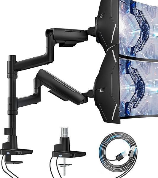 Vertical Dual Monitor Mount for 17-49 Inch Ultrawide Heavy Duty Curved Screen by ARESWING