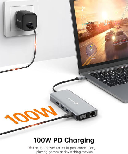 USB C Docking Station Dual HDMI Adapter, 11 in 1 Multi Display Docking Station - Image 6