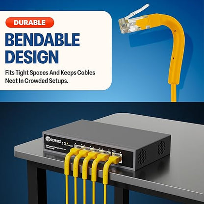 Everest Ultra Slim Cat6a Ethernet Patch Cables 7ft Yellow - Image 2