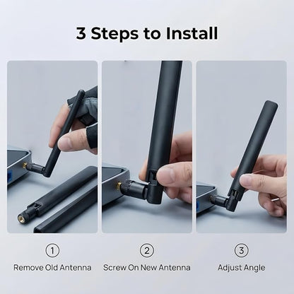 2X WiFi 6E Tri-Band Antenna 10dBi 2.4GHz/5GHz/5.8GHz High Gain MIMO RP-SMA Male - Image 6