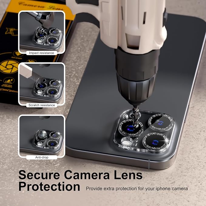 beuxece for 6 Pack iPhone 16 Pro/iPhone 16 Pro Max Camera Lens Protector 9H - Image 4