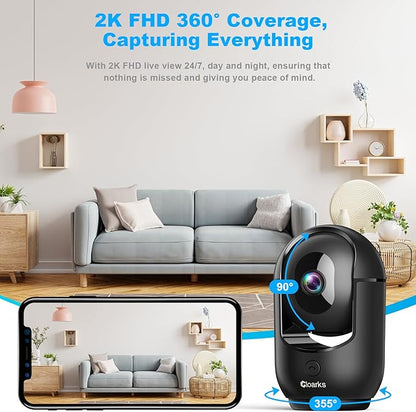 Cloarks 2K Pan/Tilt Security Camera, WiFi Indoor Cameras - Image 3