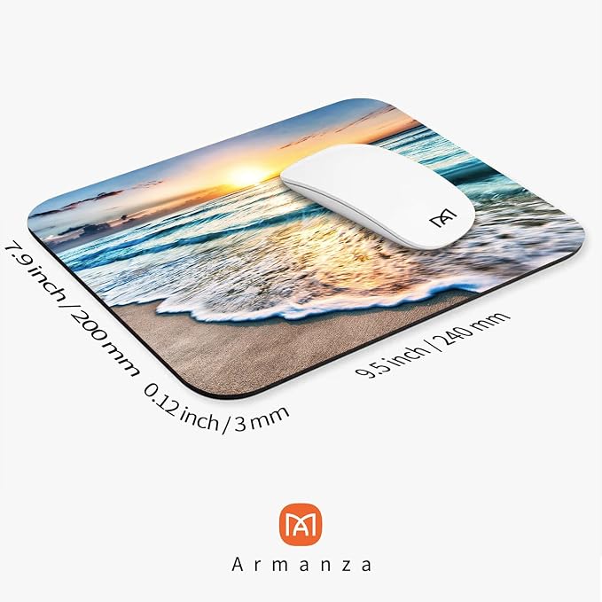 Square Mouse Pad Beach Sunset, Personalized Premium-Textured Custom Mouse Mat - Image 2