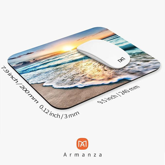 Square Mouse Pad Beach Sunset, Personalized Premium-Textured Custom Mouse Mat - Image 2