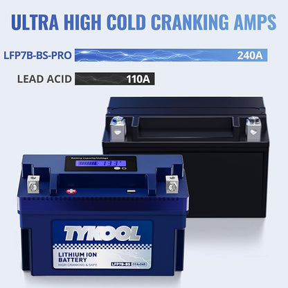 TYKOOL YT7B-BS, 240 CCA, 3X Cranking Amps, 5X Life, High Performance Lithium - Image 6