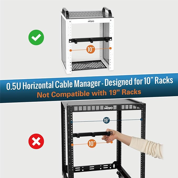 Tecmojo 2 Pack 0.5U Horizontal Cable Manager - Image 2