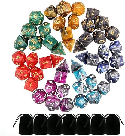 7 Sets Polyhedral Dice Set for Dungeons & Dragons/RPG, Complete D&D/DND Dice by BABEJIA