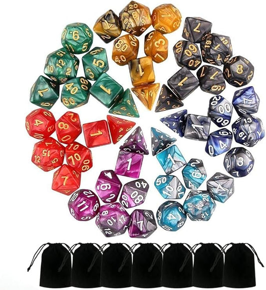 7 Sets Polyhedral Dice Set for Dungeons & Dragons/RPG, Complete D&D/DND Dice by BABEJIA