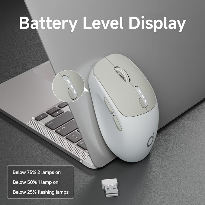 EWEADN Q5 Wireless Mouse, Battery Level Display, Ergonomic Office Mouse - Image 8