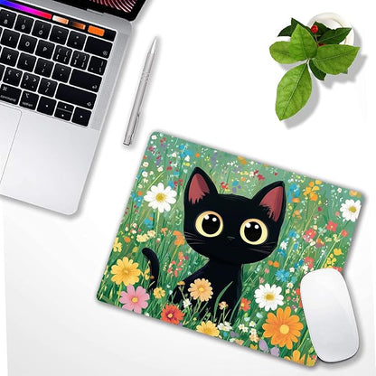 Cute Black Cat Floral Custom Mouse Pad - Image 6