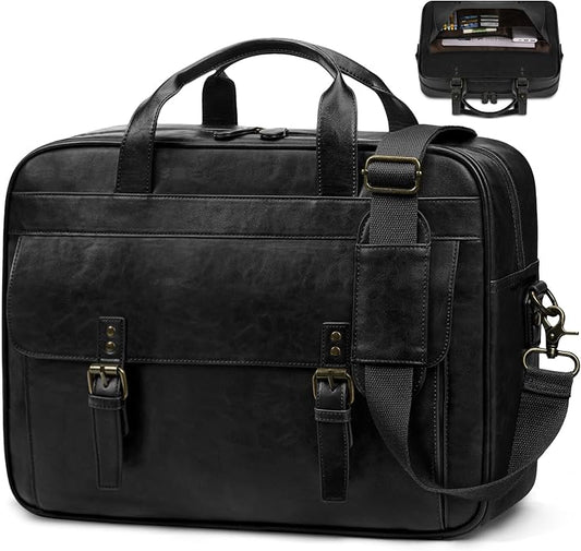 RAINSMORE Messenger Bag for Men 16 Inch Laptop Bag Vintage Leather Waterproof by RAINSMORE