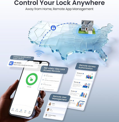 Veise VE027 Built-in Wi-Fi Smart Lock, Fingerprint Keyless Entry Front Door Lock - Image 4