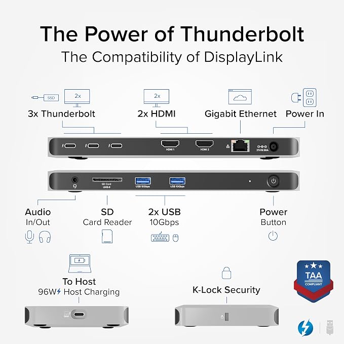 Plugable Thunderbolt 4 Dock for Quad Monitors 100W, Thunderbolt Docking Station - Image 2