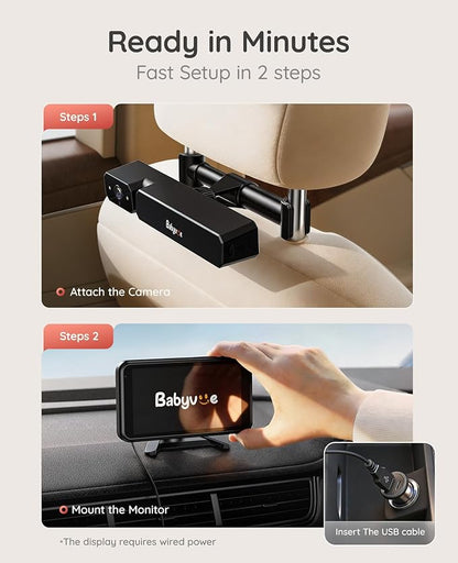 Babyvue BV6 Wireless Baby Car Camera Fast Setup, No Wiring Car Baby Monitor | - Image 3