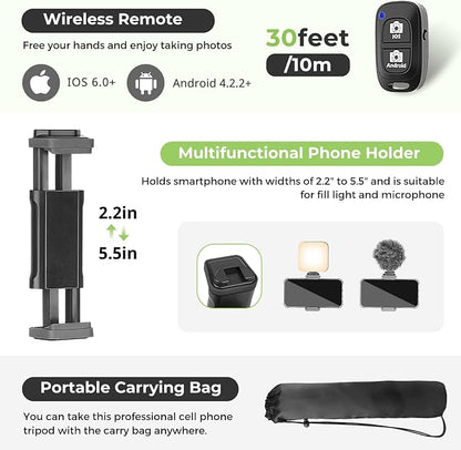 Aureday Phone Tripod, Wireless Remote and Phone Holder, Extendable Cell - Image 6