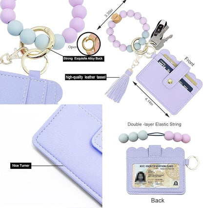 Keychain Wallet Wristlet Small Credit Card Holder Bracelet Key Chain Purse - Image 3