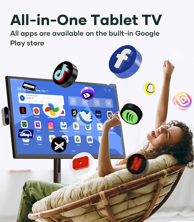 Cozyla Mate 32 Inch Mobile Portable TV Stand on Wheels Support Google Store - Image 3