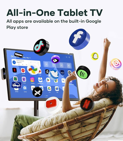 Cozyla Mate 32 Inch Mobile Portable TV Stand on Wheels Support Google Store - Image 3