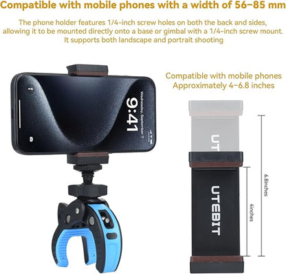 UTEBIT Camera Clamp Mount, Large Clamp Opening Aluminum Alloy Clip Mount - Image 4