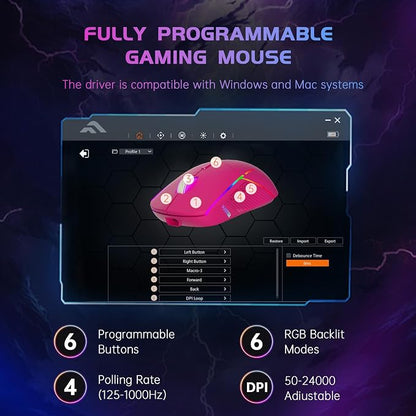 FFJ Wireless Gaming Mouse, 24000 DPI, Tri-Mode 2.4G/USB-C/Bluetooth 5.3 Gaming - Image 4