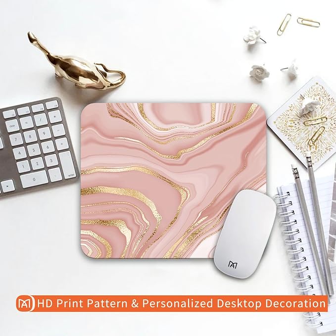 Square Mouse Pad Pink Gold, Personalized Premium-Textured Custom Mouse Mat - Image 6