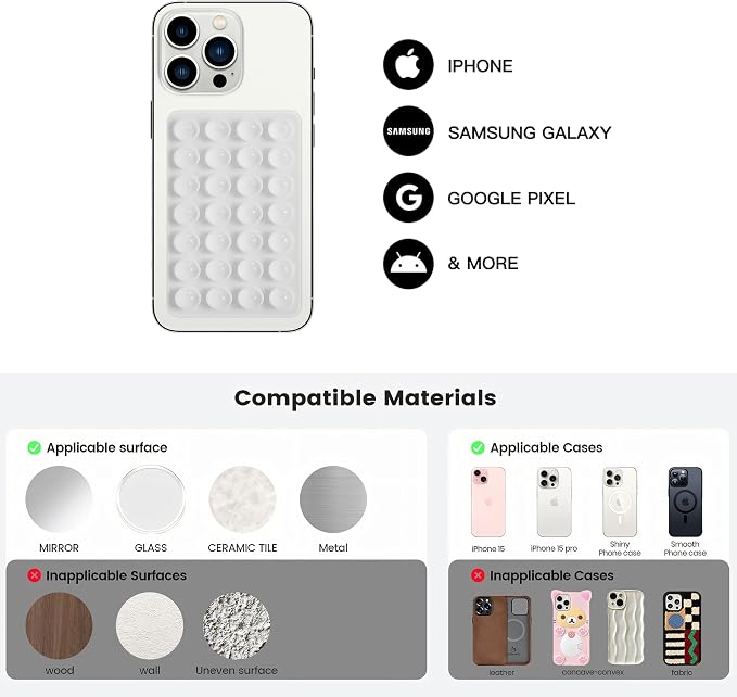 Silicone Double-Sided Suction Phone Case Detachable Mount, ASMR/Fidget Sticky - Image 7
