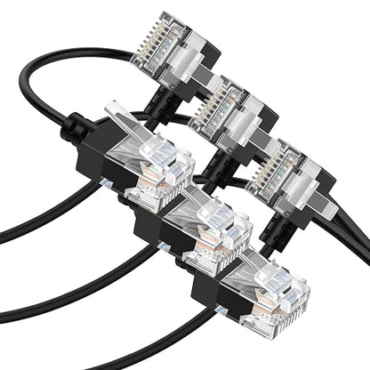 Cat6A Ethernet Cable 90 Degree Left Angled 30FT 3 Pack, Flexible Slim & Ultra by Thzzhnno