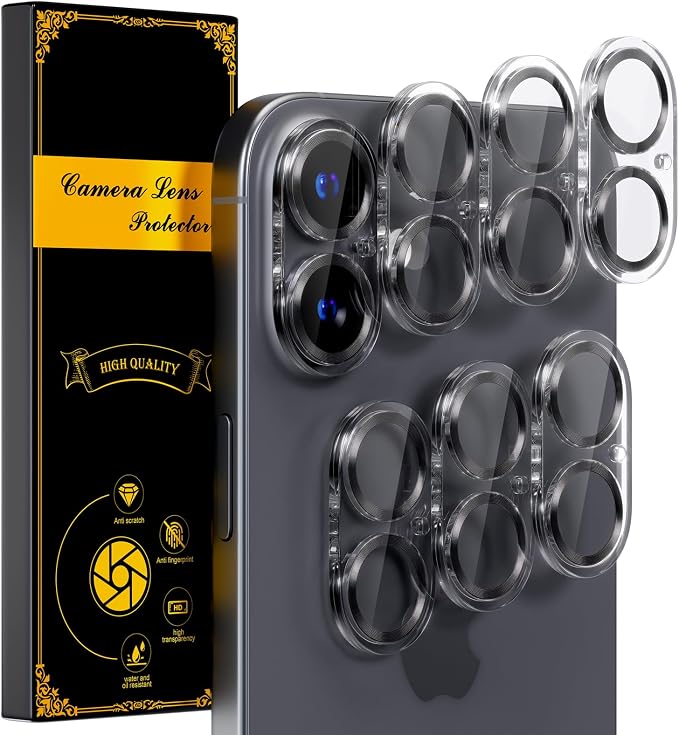 beuxece for 6 Pack iPhone 16 / iPhone 16 Plus Camera Lens Protector 9H Tempered by Beuxece