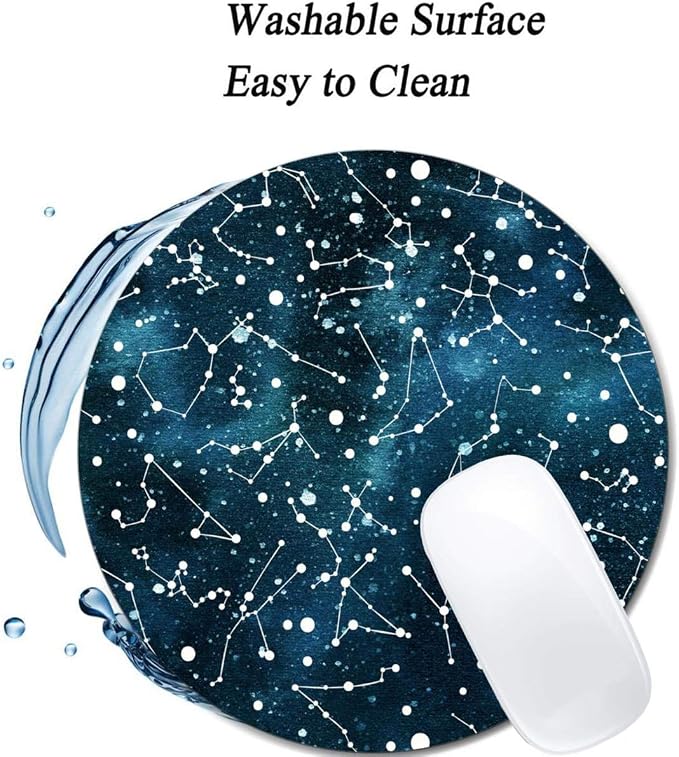 Cool Blue Galaxy Night Sky Pattern Mouse Pad Round Non-Slip Rubber Mousepad - Image 3