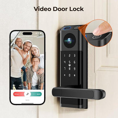 Video Smart Lock with Camera & Doorbell, 5-in-1 Keyless Entry Door Lock with - Image 3