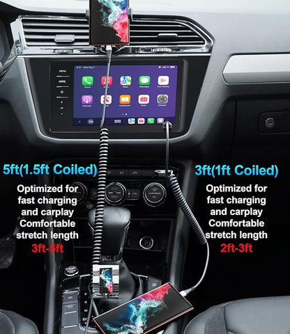 USB Type C Coiled Cable Fast Charging, Short USB A to USB C Charge Cable - Image 4